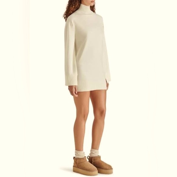 Steve Madden Gretta Sweater Mini Dress Size Medium Cream Chic Preppy Spring Cozy - Picture 1 of 16